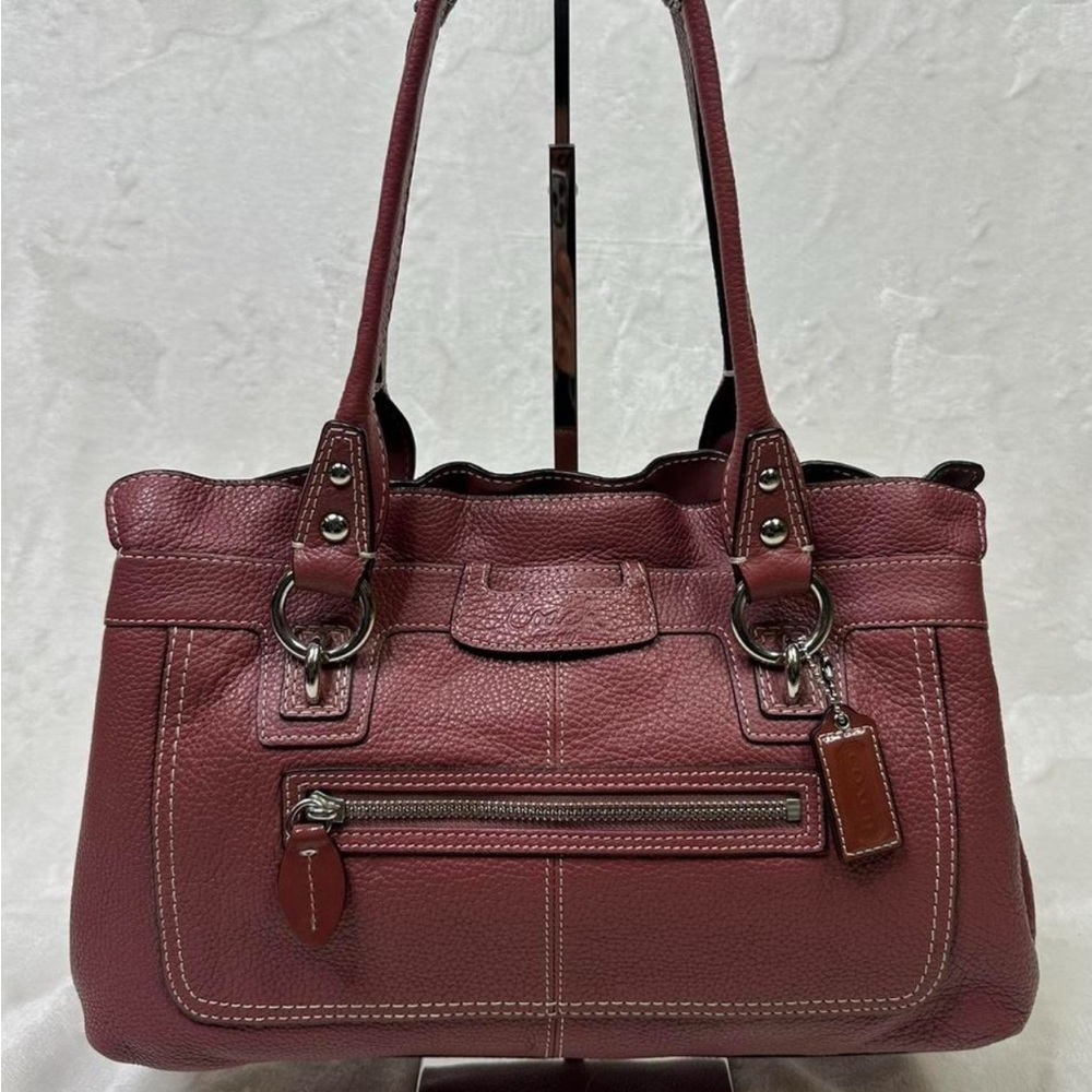 SOLD Coach Red Shoulder Bag with Structured Design and Double Handles